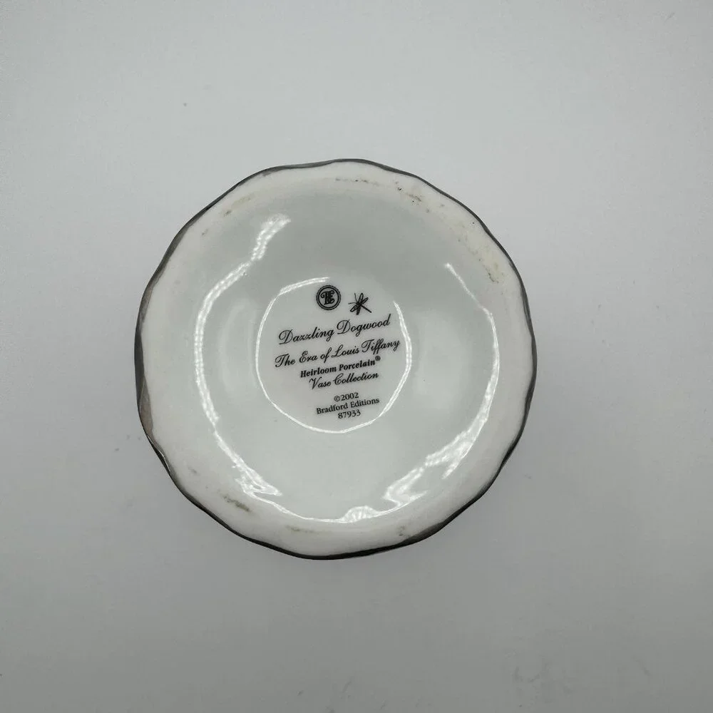 VTG Louis Tiffany Bradford Exchange Glittering Dragonflies Porcelain Vase Pink - Picture 6 of 9